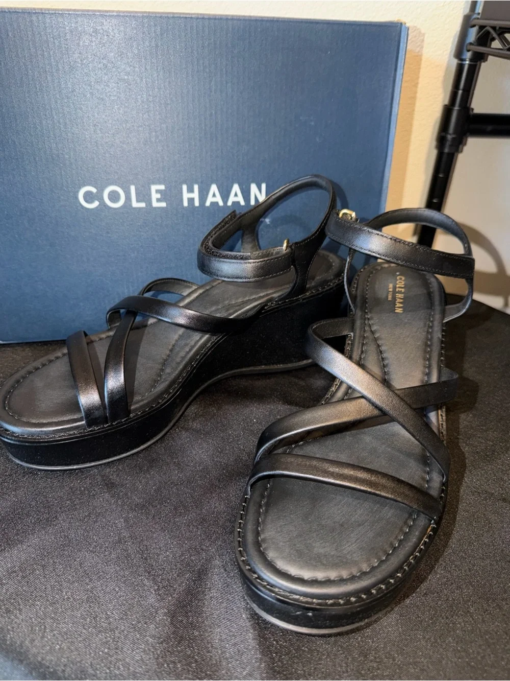 Cole Haan “Azzura” Leather Wedge Sandals